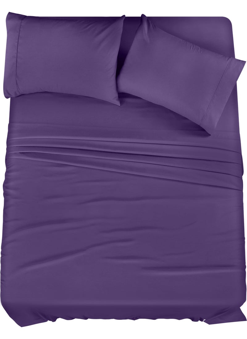 Utopia Bedding Utopia Bedding Queen Bed Sheets Set - 4 Piece Bedding - Brushed Microfiber - Shrinkage and Fade Resistant - Easy Care (Queen  Egg Plant)  - Image 1