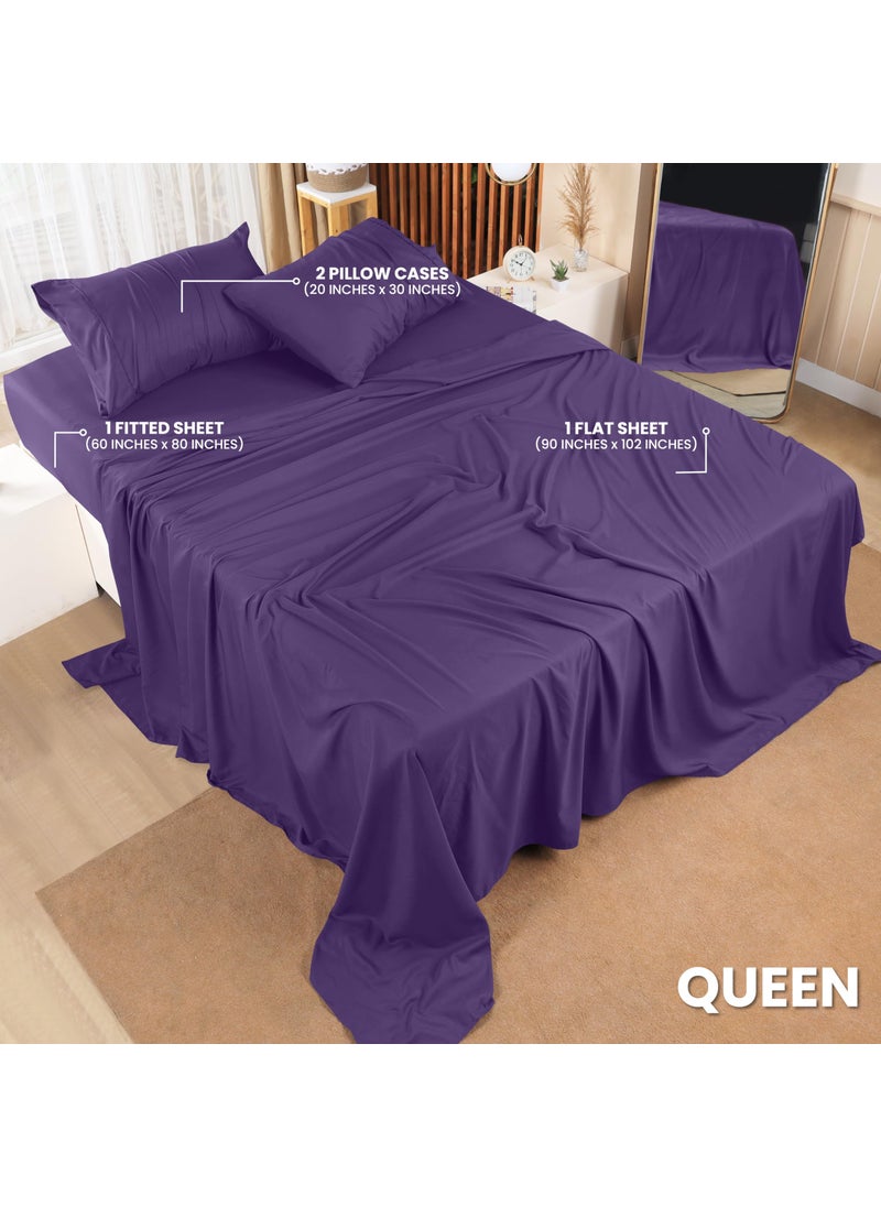 Utopia Bedding Utopia Bedding Queen Bed Sheets Set - 4 Piece Bedding - Brushed Microfiber - Shrinkage and Fade Resistant - Easy Care (Queen  Egg Plant)  - Image 2