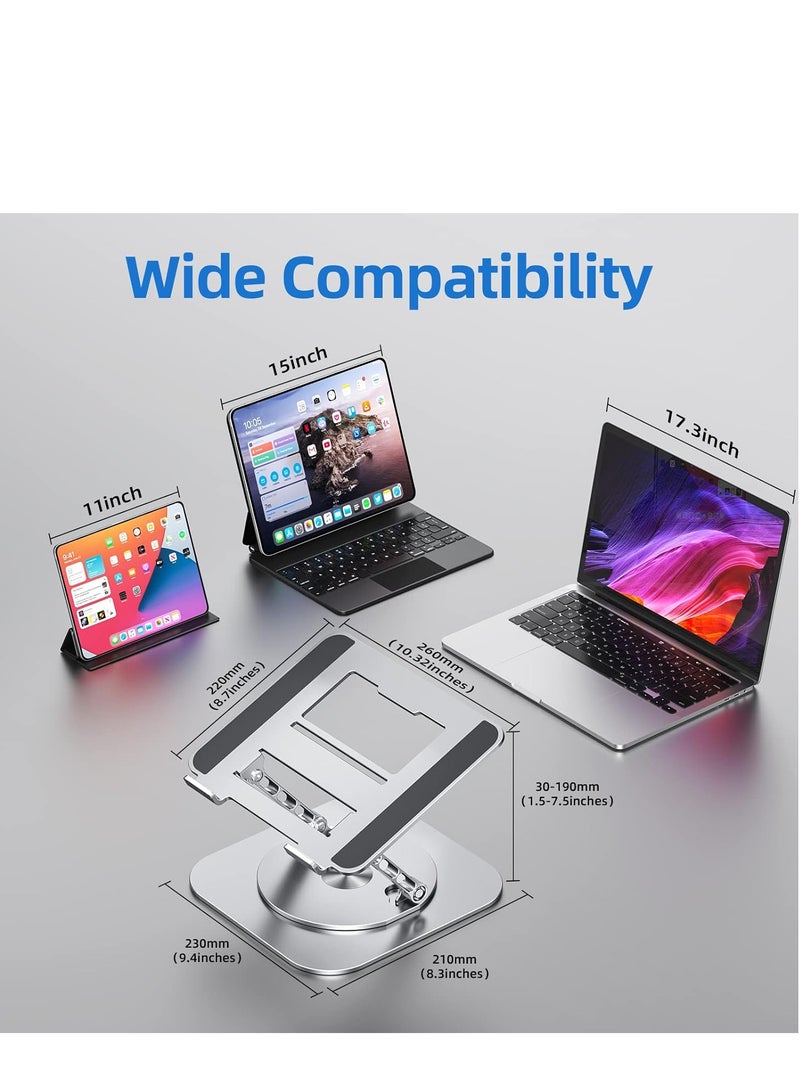 Generic Adjustable Laptop Stand for Desk Ergonomic Laptop with 360 Degree Rotating Base Folding Notebook Compatible with Mac Air Pro Dell XPS and More 10-17 Inch Laptops Silver  - Image 4