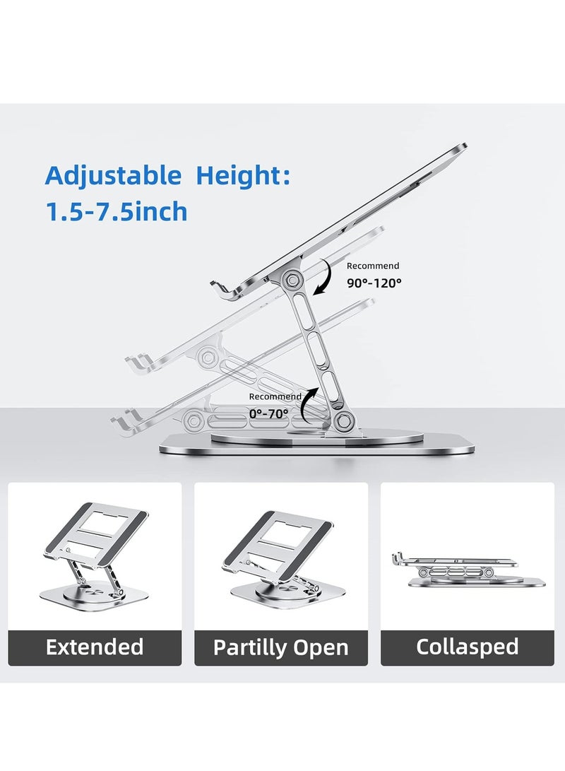 Generic Adjustable Laptop Stand for Desk Ergonomic Laptop with 360 Degree Rotating Base Folding Notebook Compatible with Mac Air Pro Dell XPS and More 10-17 Inch Laptops Silver  - Image 5