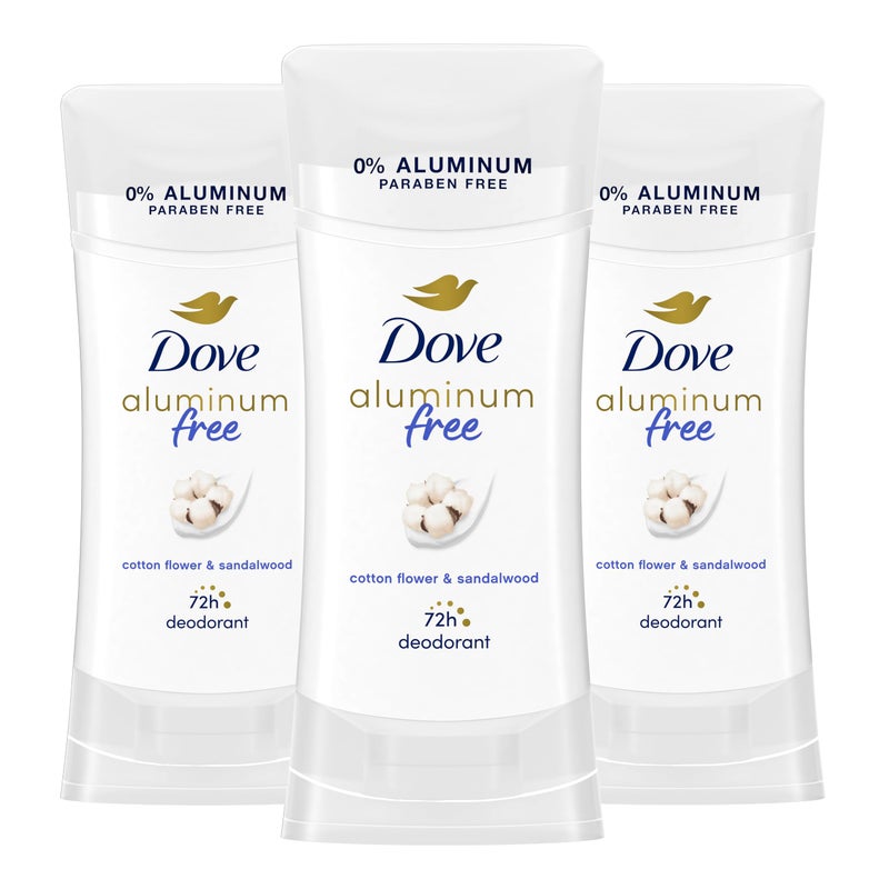 Dove Aluminum Free Deodorant for Women 3 Count Cotton Flower & Sandalwood 72 hour odor protection 2.6 oz - Image 1