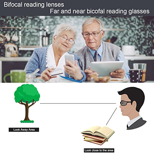 MIRYEA Rimless Clear Bifocal Reading Glasses Spring Hinge Blue Light Blocking Readers for Men and Women Unisex Eyewear Far Near Dual-Use Lightweight Magnifying Anti Glare UV Digital Fashion Eyeglasses - Image 3