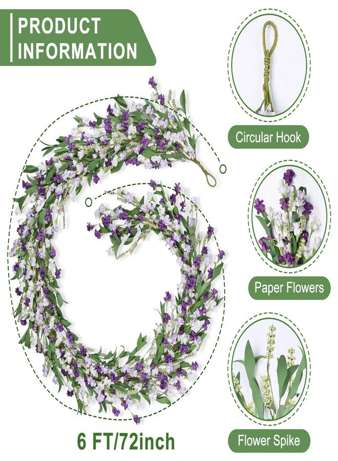 CHEAWRTZ 6ft Spring Flower Garland for Mantle Decor: Artificial Floral Vine with Greenery for Wedding Arch, Fireplace, Table & Wall, All Season Home Decor for Summer, Easter, Mother's Day (Purple) - Image 5