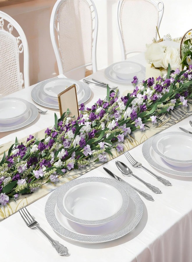 CHEAWRTZ 6ft Spring Flower Garland for Mantle Decor: Artificial Floral Vine with Greenery for Wedding Arch, Fireplace, Table & Wall, All Season Home Decor for Summer, Easter, Mother's Day (Purple) - Image 4
