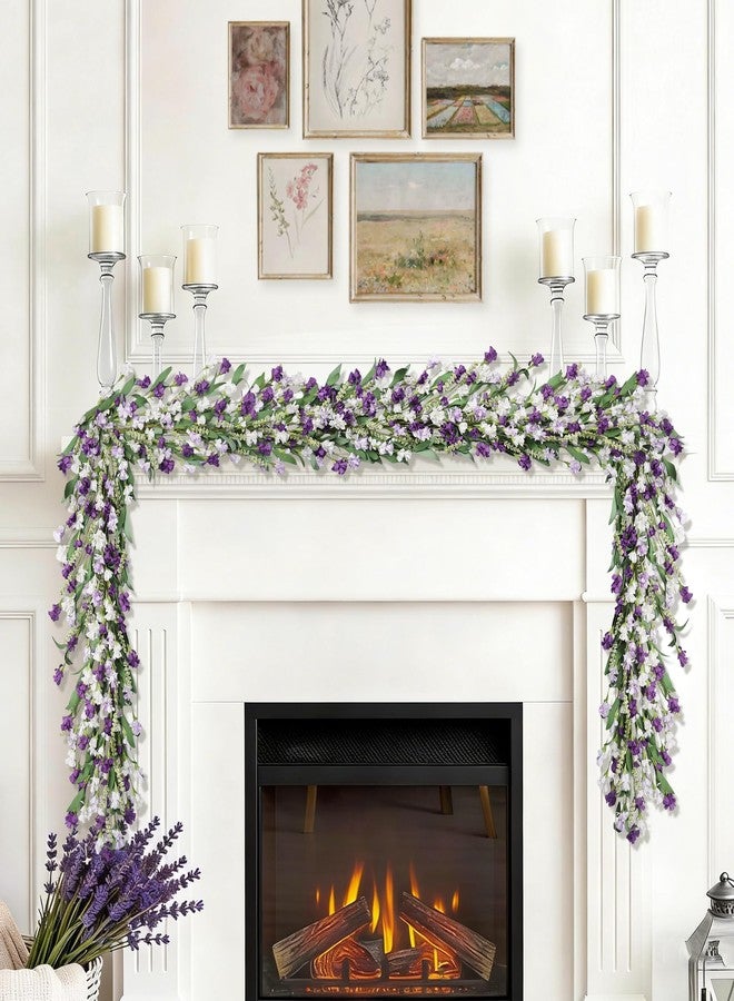 CHEAWRTZ 6ft Spring Flower Garland for Mantle Decor: Artificial Floral Vine with Greenery for Wedding Arch, Fireplace, Table & Wall, All Season Home Decor for Summer, Easter, Mother's Day (Purple) - Image 3