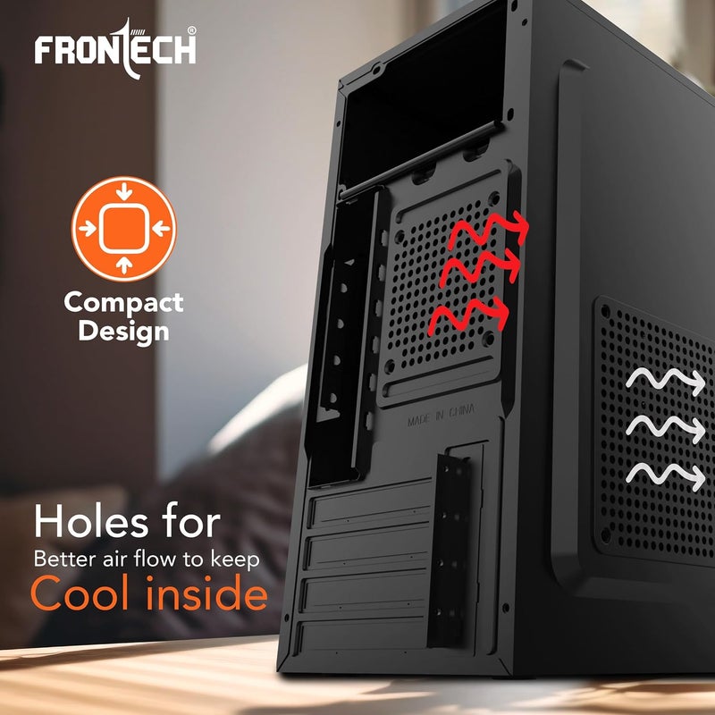 FRONTECH Mystic Silver Series Cabinet/Computer Case with HD Audio | ATX/Mini ATX Compatible | 2 Front USB - 2.0 | Ideal for Home/Office/Gaming (FT-4279, Black) - Image 3