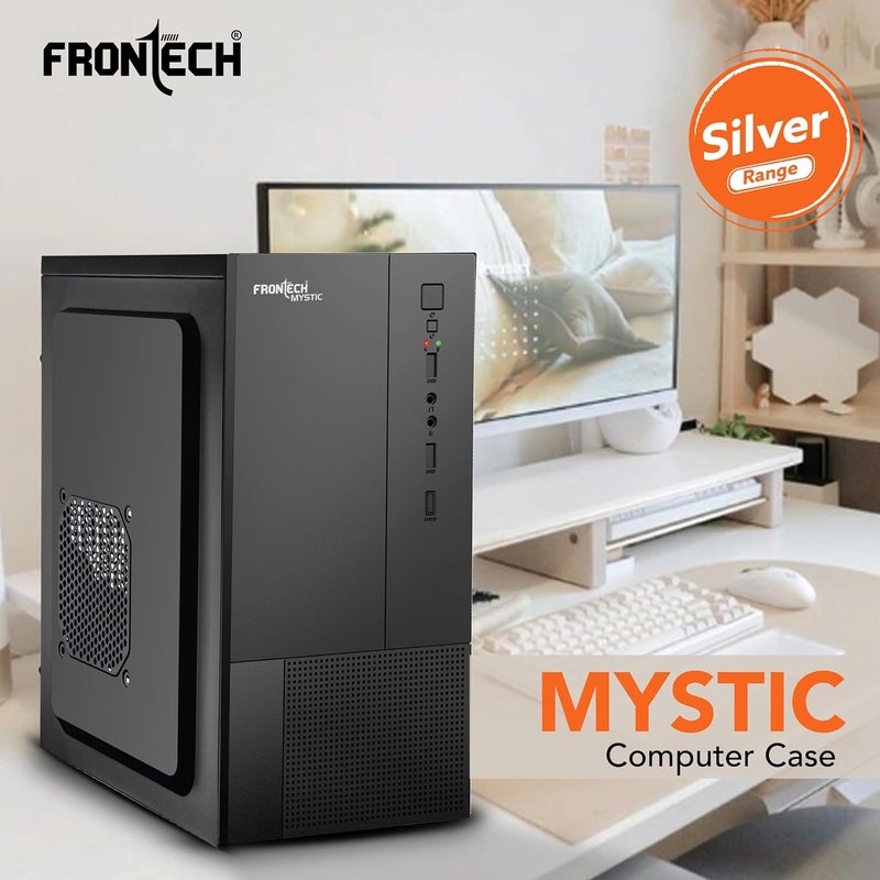 FRONTECH Mystic Silver Series Cabinet/Computer Case with HD Audio | ATX/Mini ATX Compatible | 2 Front USB - 2.0 | Ideal for Home/Office/Gaming (FT-4279, Black) - Image 2