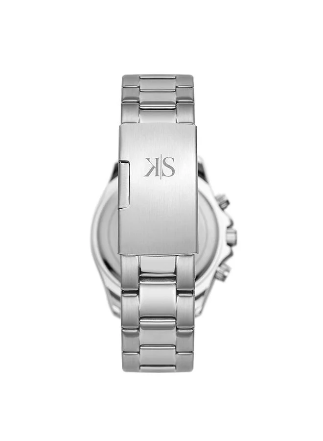 KENNETH SCOTT Kenneth Scott K22142-SBSK Men's Multi Function Display Watch & Stainless Steel Strap Silver