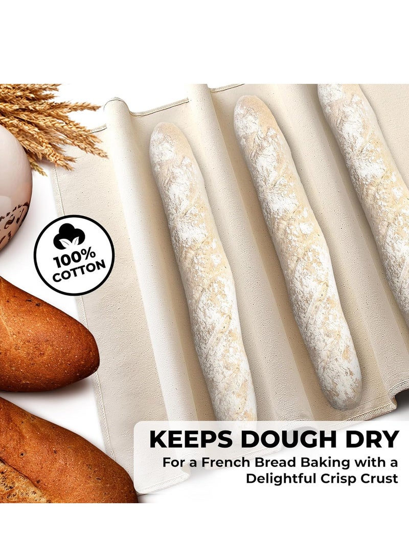 Orblue Orblue Bakers Couche and Proofing Cloth, 100% Cotton Fabric for Bread Dough Baking, Shaping Tool for Baguettes, Loaves, Ciabatta, Bread Couche 29.5 x 17.7 Inches  - Image 4