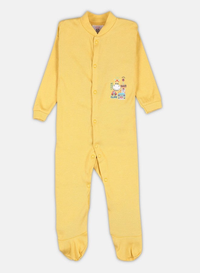 TiniBerry 100% Cotton Rompers/Sleepsuits/Jumpsuit/Night Suits for New-Born Baby Boys & Girls Pack of 3 (9-12 Months, Yellow) - Image 2