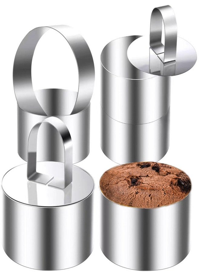 DATANYA Cake Ring Molds 4 Inch Stainless Steel Round Food Ring Dessert Mousse Molds Cooking Rings with Pushers for Pastry Baking (6 Rings and 2 Pushers) - Image 1