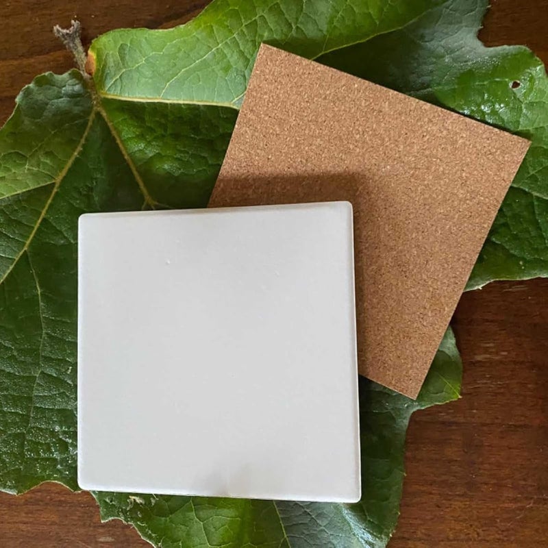 HOZEON 45 PCS 4 Inch Sublimation Blank Coaster for Drinks, Ceramic Tiles for Crafts Coasters, Unglazed White Tiles with Cork Backing Heat Transfer Absorbent DIY Coasters for Pouring, Mosaics, Decor - Image 4