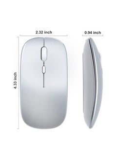 T I G O Bluetooth Wireless USB Mouse with USB 2.4GHz Wireless Dongle up to 1600 DPI up to 10m Optical Sensor for Laptop PC MacBook iPad Computer Silver  - Image 5