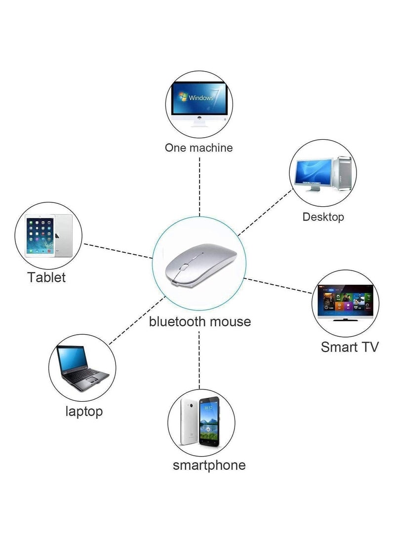 تيجو - ماوس بلوتوث لاسلكي USB مع دونجل لاسلكي USB 2.4 جيجا هرتز يصل إلى 1600 نقطة في البوصة حتى 10 م مستشعر بصري للكمبيوتر المحمول كمبيوتر محمول ماك بوك كمبيوتر iPad كمبيوتر فضي - Image 1