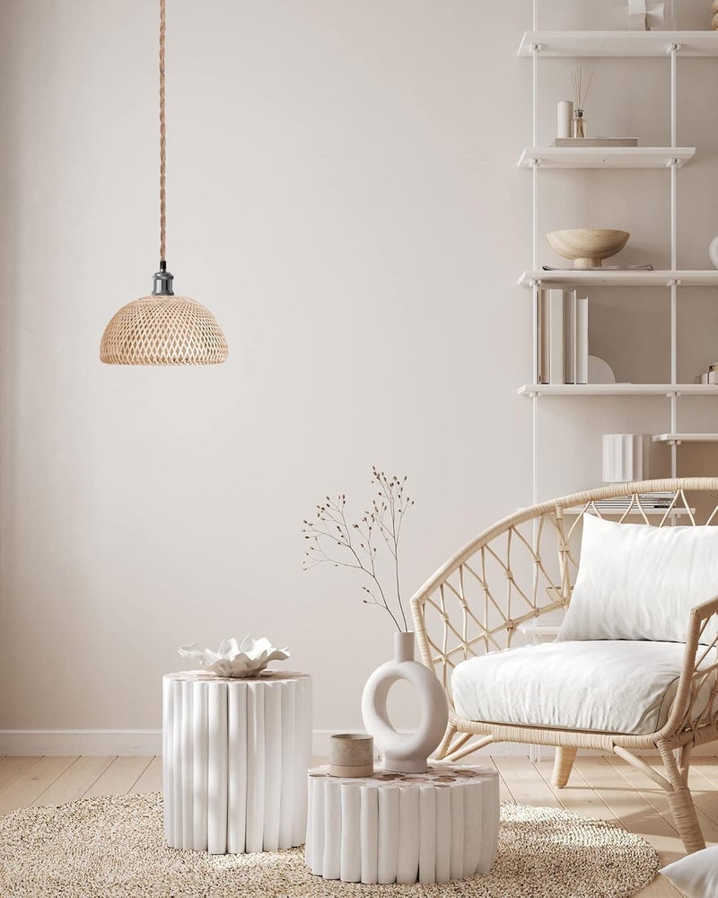 JACKYLED UL Boho Pendant Light Kit, Hemp Rope Light Fixture with Adjustable Hanging Light Cord & E26 E27 Light Socket, Vintage Ceiling Light for DIY Kitchen Island, Bedroom, Farmhouse - Image 4