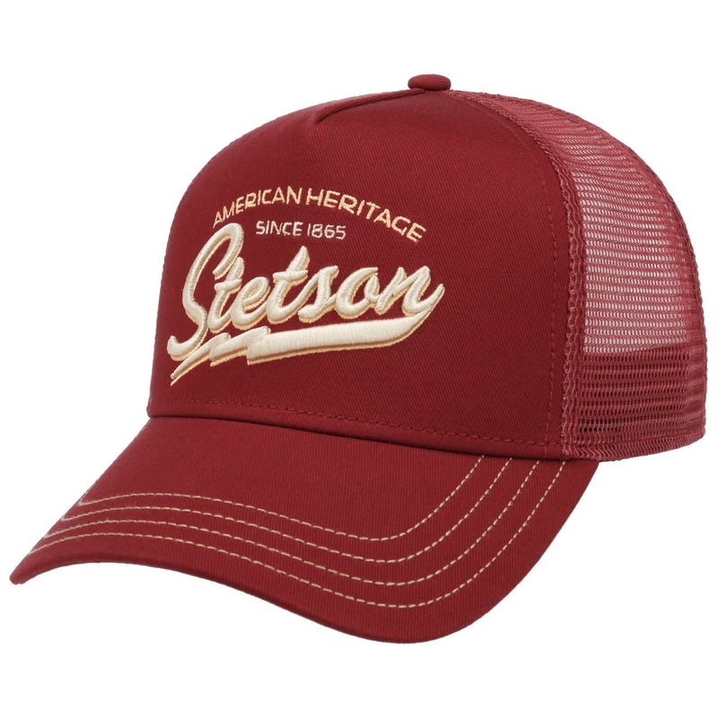 Stetson American Heritage Trucker Cap Men Breathable Mesh Snapback Summer Winter Bordeaux - Image 1