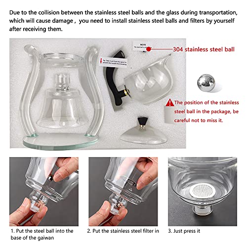 CUNHUY Lazy Kungfu Drip TeaPot, Heat Resistant Tea Set, Semi-Automatic Glass Teapot Suit for Magnetic Water Flow Wooden Glass Teapot Set - Image 3