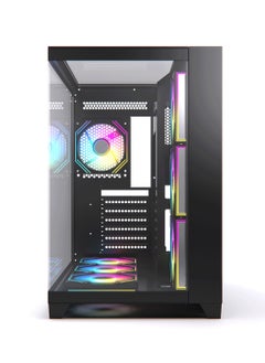 Horizon Acegeek Black ATX Computer Case, Up to 360mm Radiator & 7* Fan Support, Dual Side Full Tempered Glass, 0.6mm SPCC Material, USB 3.0, USB 2.0, Type-C, HD Audio | AG-HORIZON-BK  - Image 4
