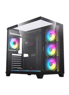 Horizon Acegeek Black ATX Computer Case, Up to 360mm Radiator & 7* Fan Support, Dual Side Full Tempered Glass, 0.6mm SPCC Material, USB 3.0, USB 2.0, Type-C, HD Audio | AG-HORIZON-BK  - Image 1