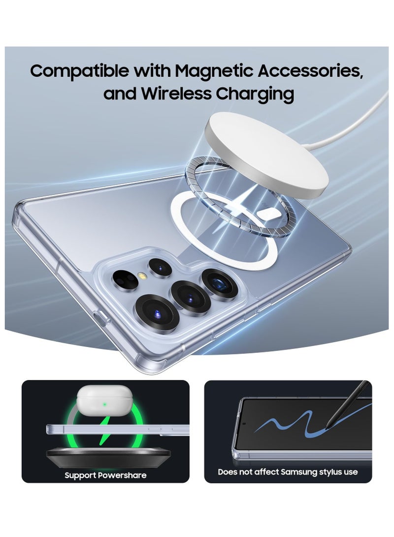 Samsung Galaxy S25 Ultra Clear Magnetic Cover | MagSafe Compatible | Hybrid Protective Crystal Clear Hard Back Case | Shockproof Silicone Frame Clear - Image 2