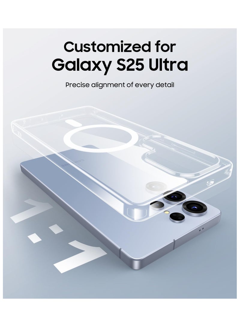 Samsung Galaxy S25 Ultra Clear Magnetic Cover | MagSafe Compatible | Hybrid Protective Crystal Clear Hard Back Case | Shockproof Silicone Frame Clear - Image 3