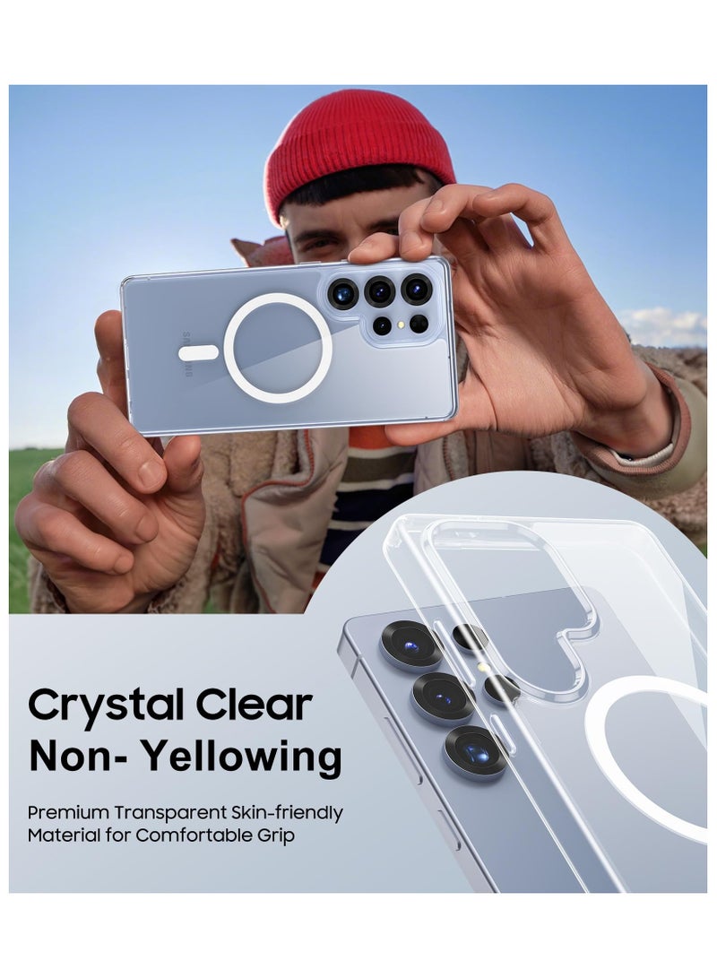 Samsung Galaxy S25 Ultra Clear Magnetic Cover | MagSafe Compatible | Hybrid Protective Crystal Clear Hard Back Case | Shockproof Silicone Frame Clear - Image 4