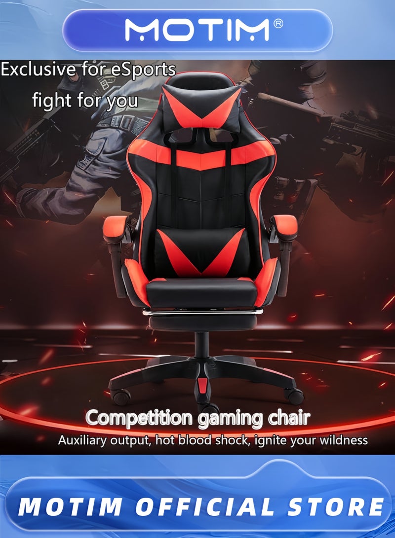 Motim Gaming Chair Computer Chair with Footrest and Lumbar Support Height Adjustable 360° Swivel Seat - Image 2
