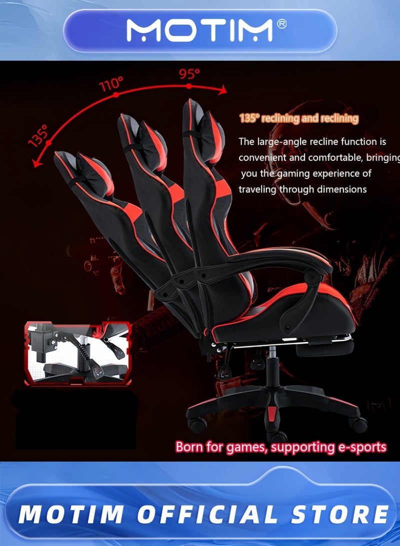 Motim Gaming Chair Computer Chair with Footrest and Lumbar Support Height Adjustable 360° Swivel Seat - Image 4