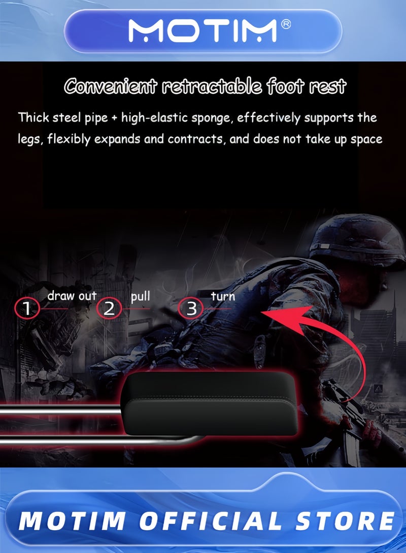 Motim Gaming Chair Computer Chair with Footrest and Lumbar Support Height Adjustable 360° Swivel Seat - Image 5