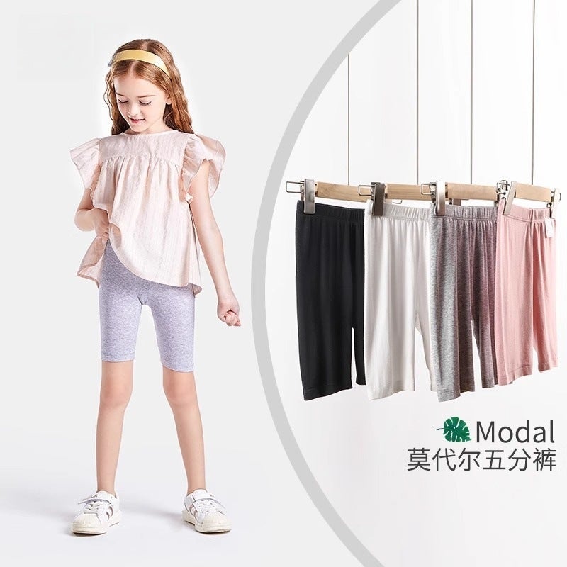 Girls' Modal Knee-Length Pants Ultra-Thin Summer Mid-Length White Cycling Pants Ice Silk Baby Girl Children'S Leggings - Image 2