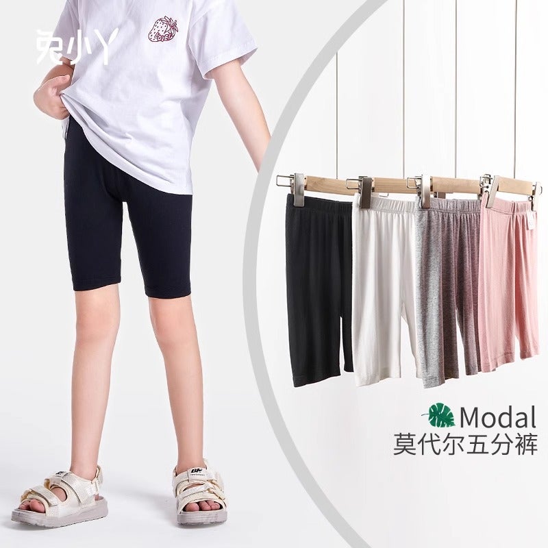 Girls' Modal Knee-Length Pants Ultra-Thin Summer Mid-Length White Cycling Pants Ice Silk Baby Girl Children'S Leggings - Image 3