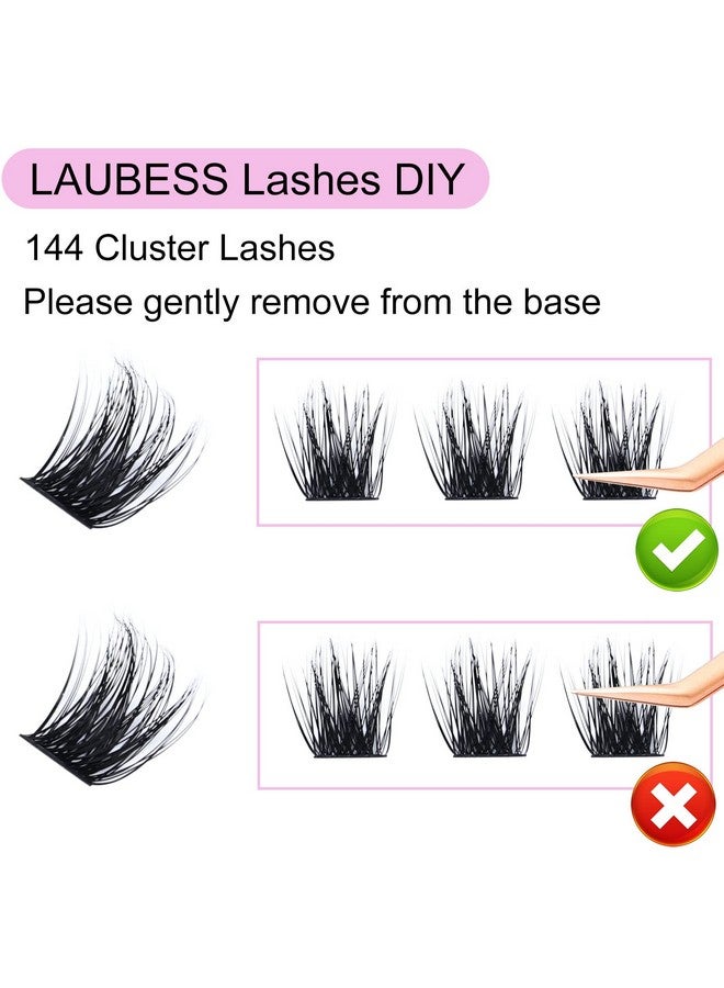 LAUBESS Individual Lashes 1418Mm 144Pcs Cluster Lashes Mixed Tray Volume Eyelash Clusters Diy Lash Extension Kit Soft Lash Clusters Fluffy Mink Cluster Eyelash Extensions (030.07D 1418Mm) - Image 3