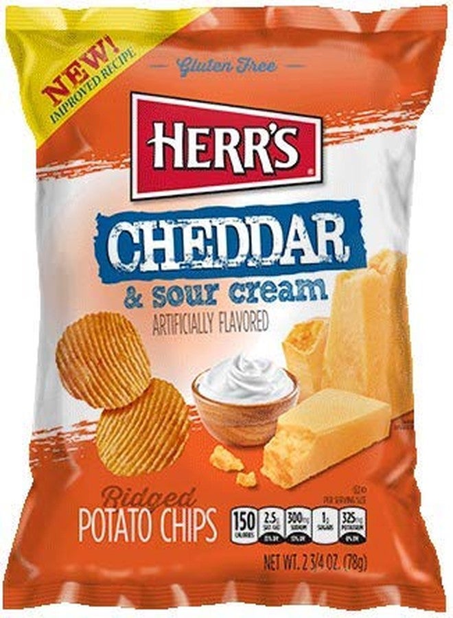 HERR'S هير - رقائق البطاطس بنكهة الشيدر والكريمة الحامضة، عبوة من 24 كيس