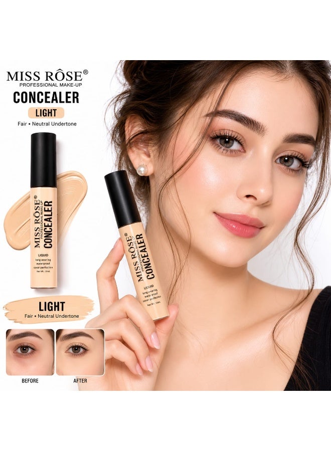 Miss Rose LIGHT Concealer 15ml – Waterproof Full Coverage Concealer for Dark Circles & Brightening - Image 3