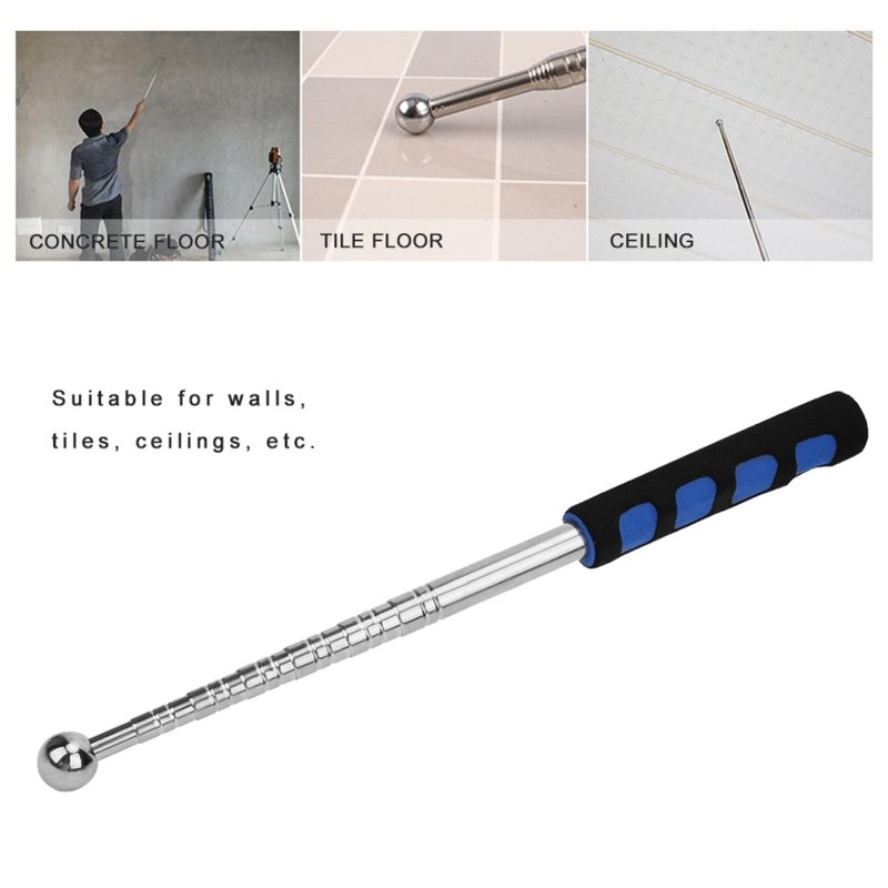 Telescopic Detection Hammer: Stainless Steel Body, Sponge Shockproof Handle - Retractable Space-Saving Hollowing Drum Hammer for Home Decoration Inspection - Image 3