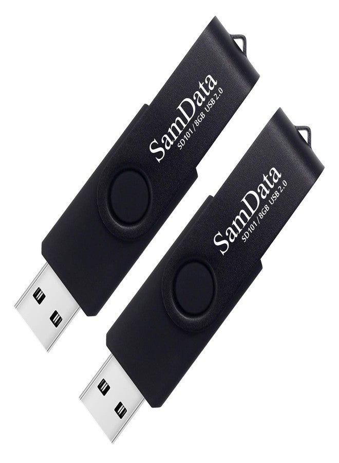 SamData 8GB USB Flash Drives 2 Pack 8GB Thumb Drives Memory Stick Jump Drive with LED Light for Storage and Backup (2 Pack Black) - Image 1