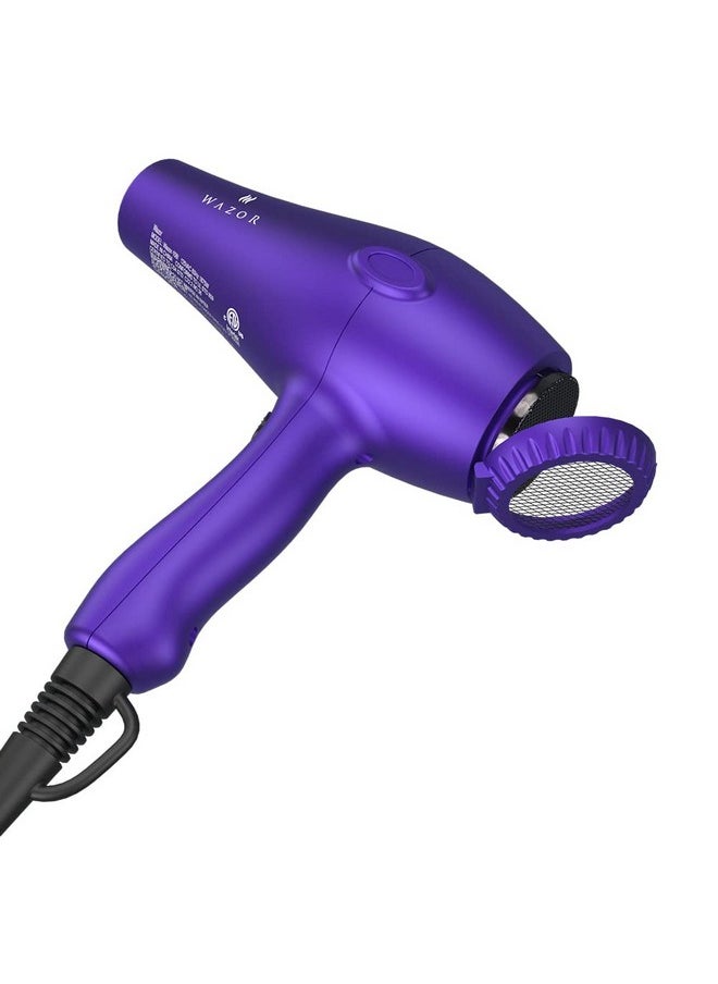 Wazor - Lightweight Hair Dryer With Diffuser, Negative Ionic Professional 1875W Blow Dryer With 2 Speed 3 Heat Settings Cool Shot Purple - Image 1