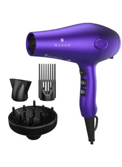 Lightweight Hair Dryer With Diffuser, Negative Ionic Professional 1875W Blow Dryer With 2 Speed 3 Heat Settings Cool Shot Purple
