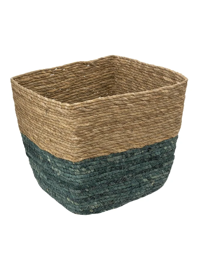 Five Simply Smart Two Tone Square Breaded Storage Laundry Basket Petrol and Beige 31 x 31 cm 181239C