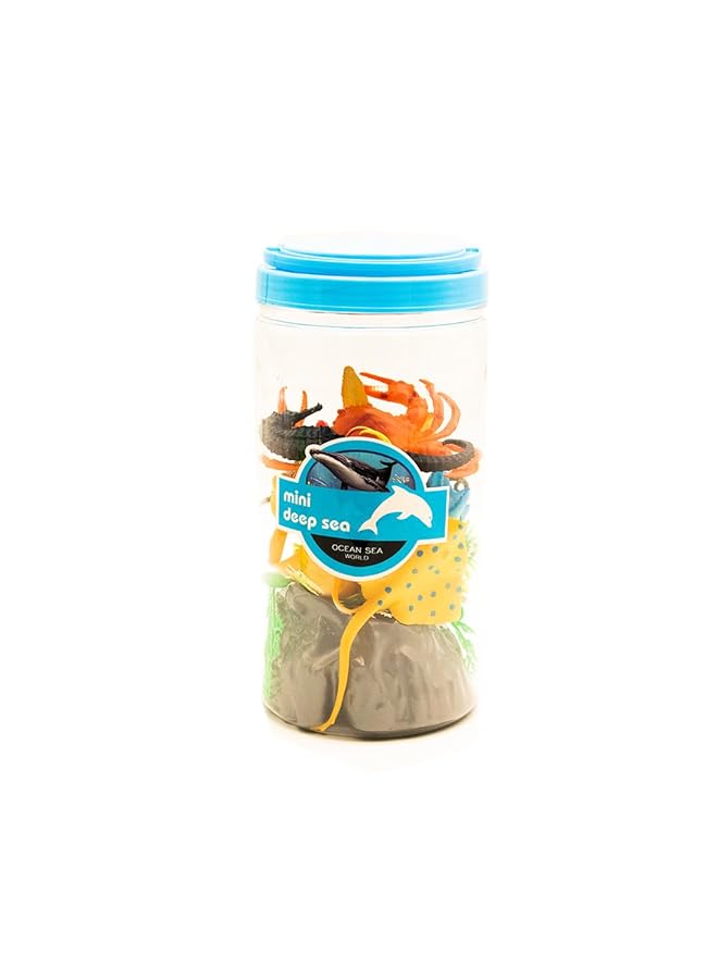 IToys Ocean Sea World Mini Deep Sea Toy Set With Crab Fish And Coral Figures In Plastic Jar - Image 2