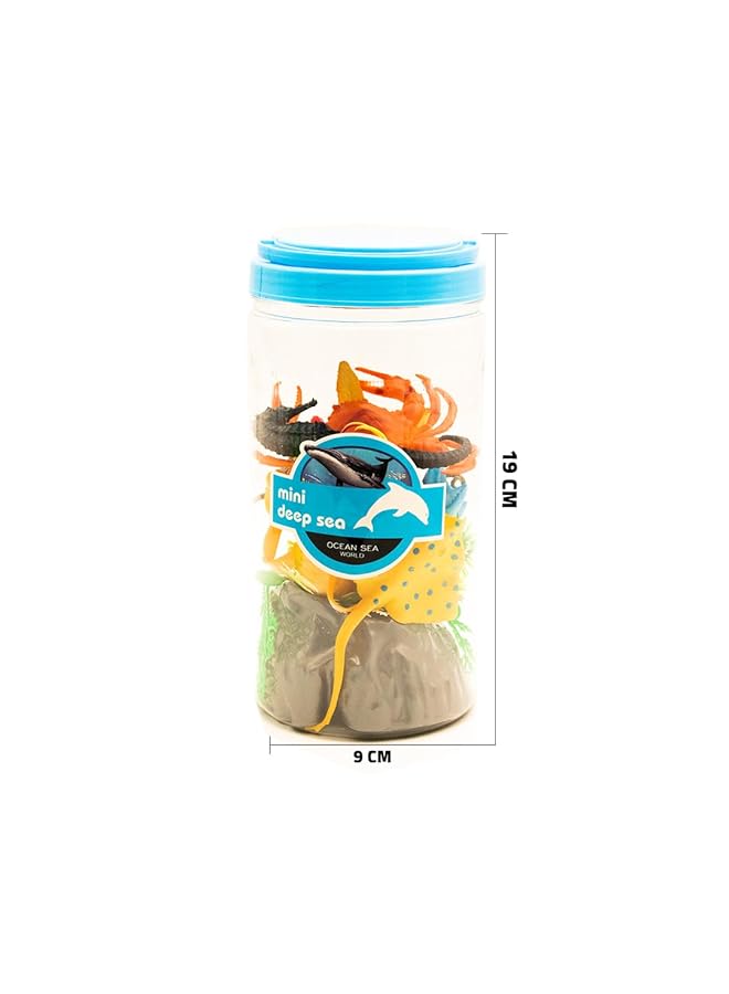 IToys Ocean Sea World Mini Deep Sea Toy Set With Crab Fish And Coral Figures In Plastic Jar - Image 3