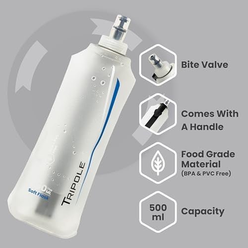Tripole TPU Hydration & Water Soft Flask For Running And Cycling | 500 Ml (White) - Image 3