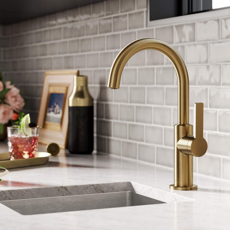 KRAUS Oletto Single Handle Kitchen Bar Faucet in Brushed Brass, KPF-2822BB - Image 2