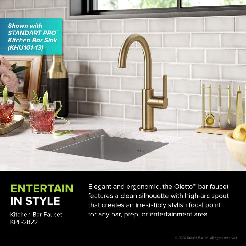 KRAUS Oletto Single Handle Kitchen Bar Faucet in Brushed Brass, KPF-2822BB - Image 4