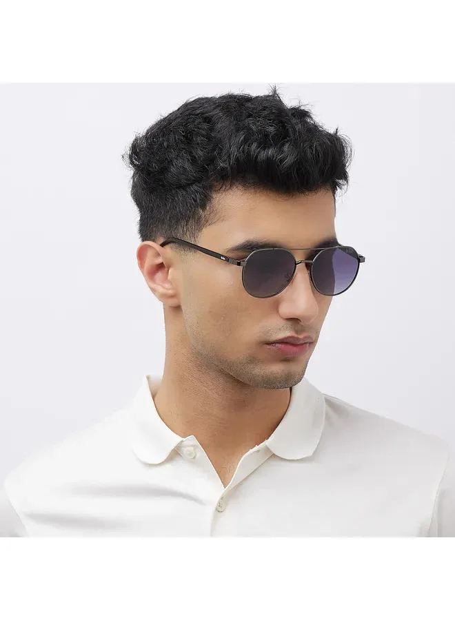 Lee Cooper Polarized Sunglasses Gun Frame Gradient Grey Mirror Lens 56mm  - LC1206C02