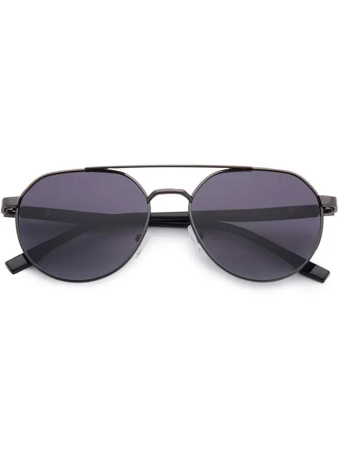 Lee Cooper Polarized Sunglasses Gun Frame Gradient Grey Mirror Lens 56mm  - LC1206C02