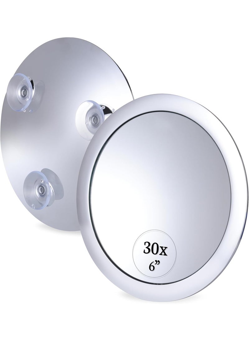 Mirrorvana MIRRORVANA Mega-Powerful 30X Magnifying Makeup Mirror - Stick On, Ultra Portable Travel Cosmetic Mirror for Precise Makeup and Grooming, 6-inch (Chrome) 