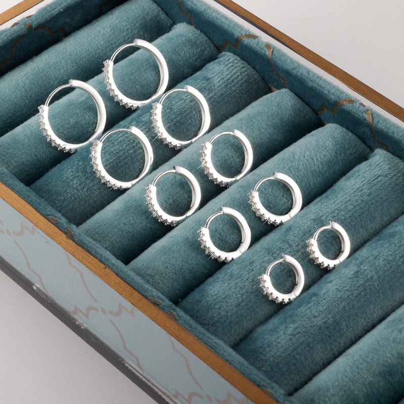 ALEXCRAFT Small 925 Sterling Silver Hoop Earrings for Women- Huggie Cartilage Earring Set Cute Mini Thin Tragus Hoops Multiple Piercings Aretes Earrings Women Trendy 5 Pairs(8/10/12/14/16) mm - Image 4