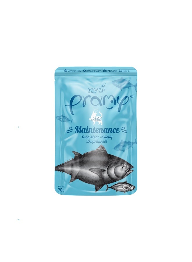 Pramy Tuna in Jelly Wet Food for Adult Cats 70 g Pramy Pouches - Carton 12 Pcs  - Image 1
