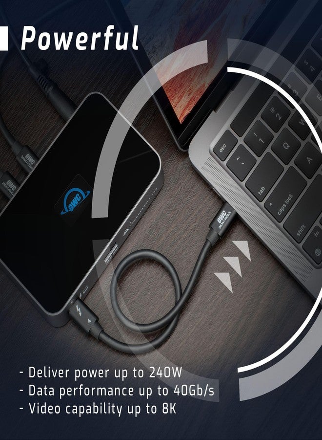 OWC كابل OWC Thunderbolt 4 و USB-C بطول 28 بوصة مع نقل بيانات بسرعة 40 جيجابت في الثانية، شحن طاقة 240 واط وقدرة فيديو 8K (أسود) - Image 3